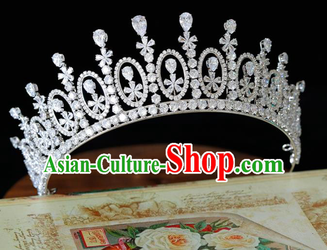 Top Grade Handmade Bride Zircon Royal Crown Baroque Princess Hair Accessories for Women