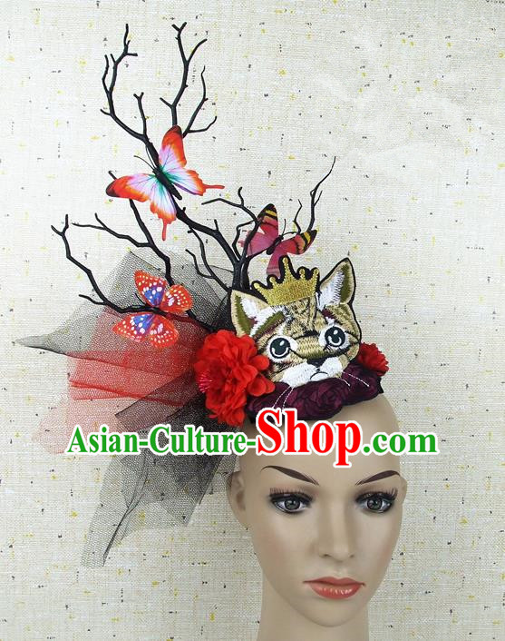 Chinese Traditional Handmade Hair Accessories Halloween Butterfly Headwear for Women