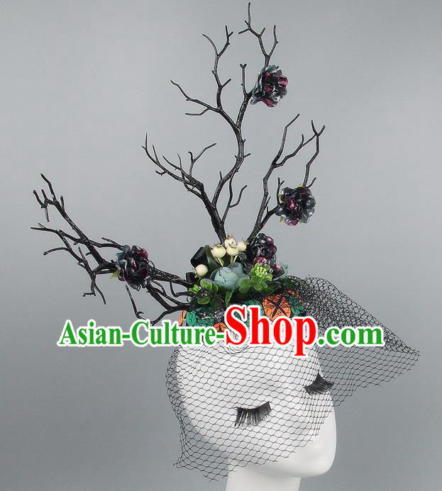 Chinese Traditional Handmade Hair Accessories Halloween Cosplay Headwear for Women