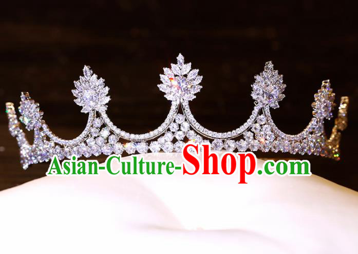 Top Grade Handmade Bride Baroque Zircon Royal Crown Princess Hair Accessories for Women