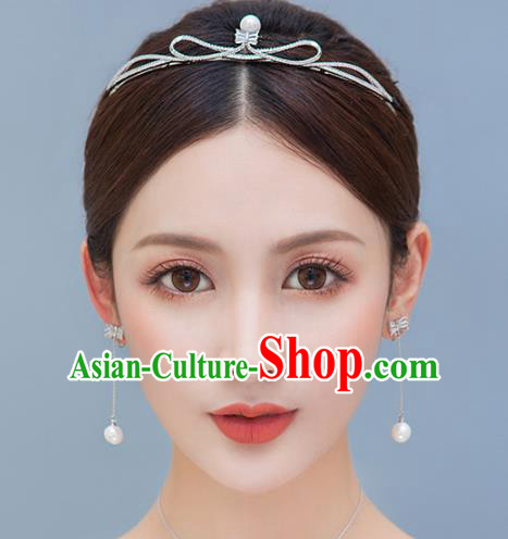 Top Grade Handmade Bride Baroque Zircon Pearl Royal Crown Princess Hair Accessories for Women