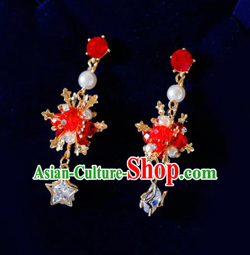 Top Grade Handmade Baroque Red Beads Earrings Bride Jewelry Accessories for Women