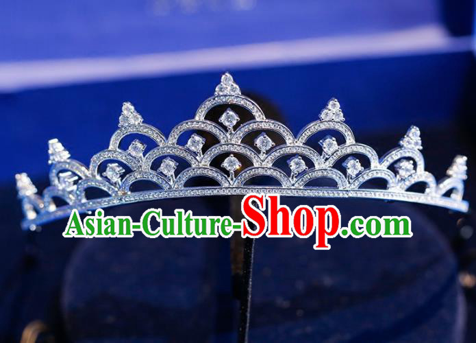 Top Grade Handmade Bride Zircon Royal Crown Baroque Princess Hair Accessories for Women