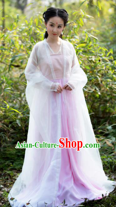 Asian Chinese Ancient Palace Lady Costumes Traditional Peri Princess Hanfu Dress for Women