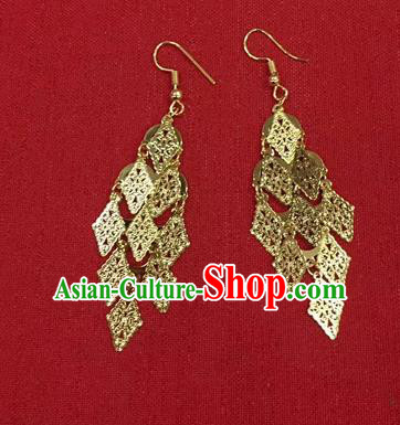 Chinese Ethnic Folk Dance Accessories Traditional Dai Nationality Earrings for Women