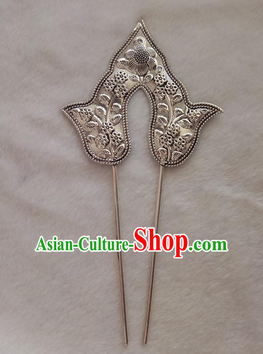 Chinese Ethnic Dai Nationality Folk Dance Hair Accessories Traditional Carving Hairpins for Women