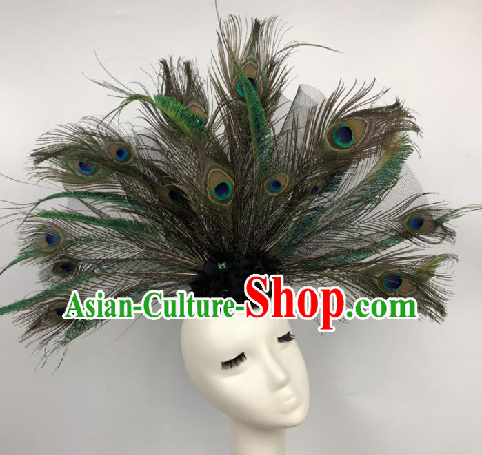 Top Grade Catwalks Hair Accessories Halloween Cosplay Brazilian Carnival Feather Headdress for Women