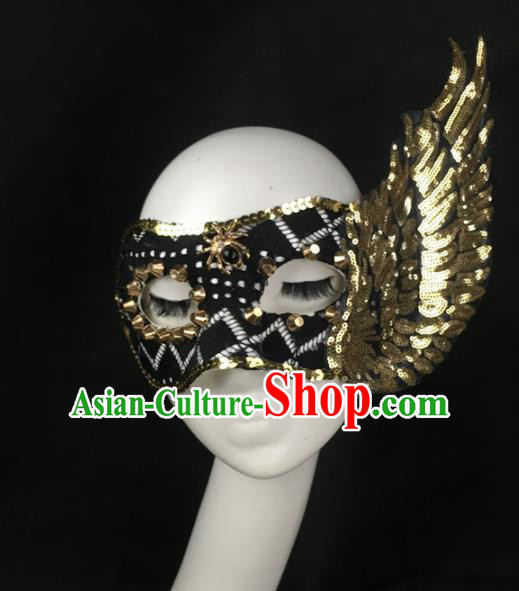 Halloween Exaggerated Accessories Catwalks Golden Wing Masks for Women