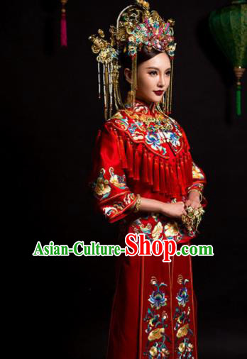 Asian Chinese Ancient Wedding Costumes Traditional Bride and Bridegroom Red Clothing for Women for Men