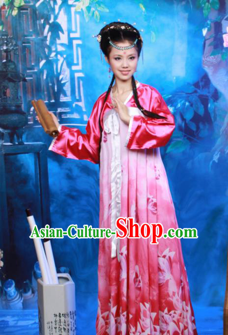 Chinese Ancient Peri Goddess Costumes Traditional Tang Dynasty Princess Hanfu Dress for Women