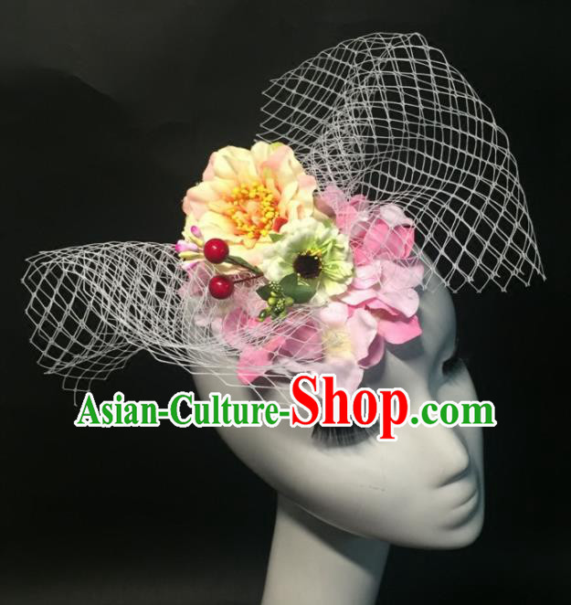 Top Grade Halloween Catwalks Headdress Brazilian Carnival Yellow Peony Headwear for Women