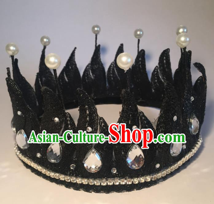 Top Grade Halloween Catwalks Headdress Brazilian Carnival Black Royal Crown for Women