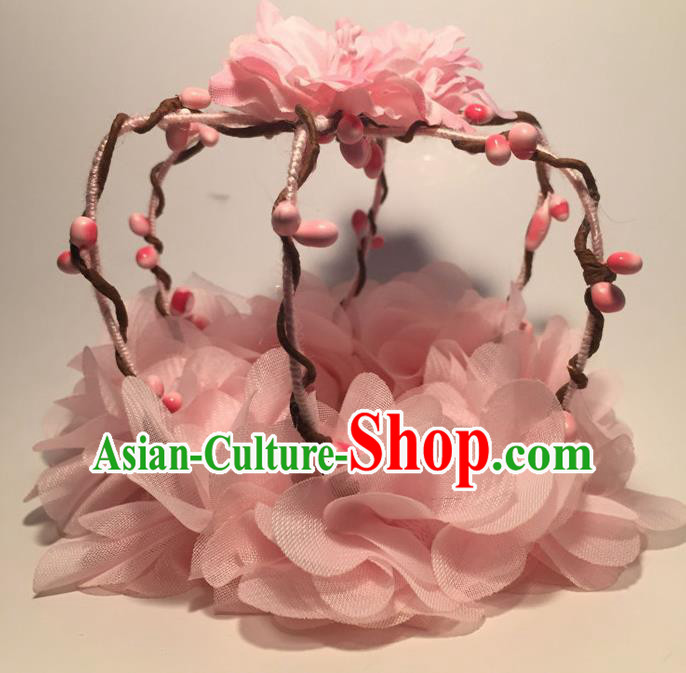 Top Grade Halloween Catwalks Headdress Brazilian Carnival Pink Flowers Royal Crown for Women