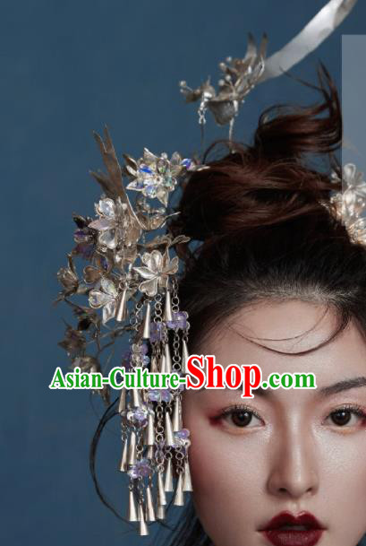 Chinese Traditional Ancient Bride Headdress Palace Tassel Hairpins Hair Accessories for Women