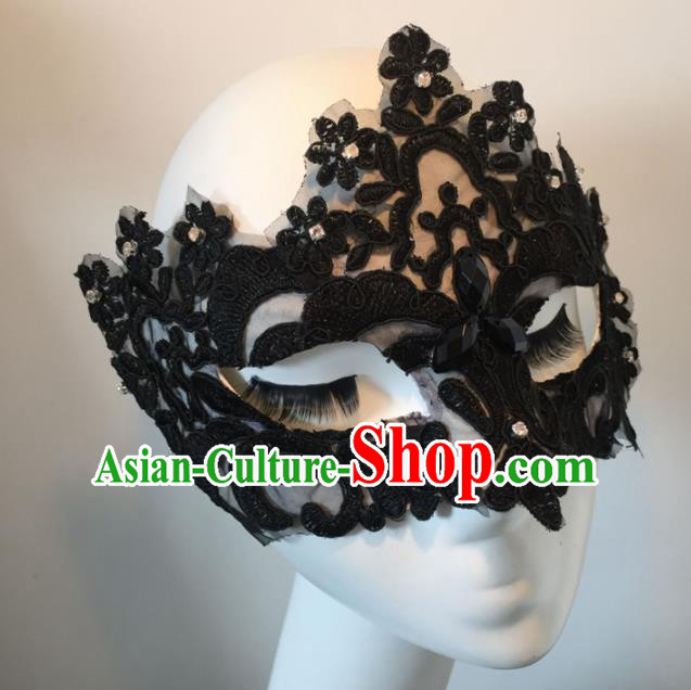 Halloween Exaggerated Accessories Catwalks Black Lace Masks for Women