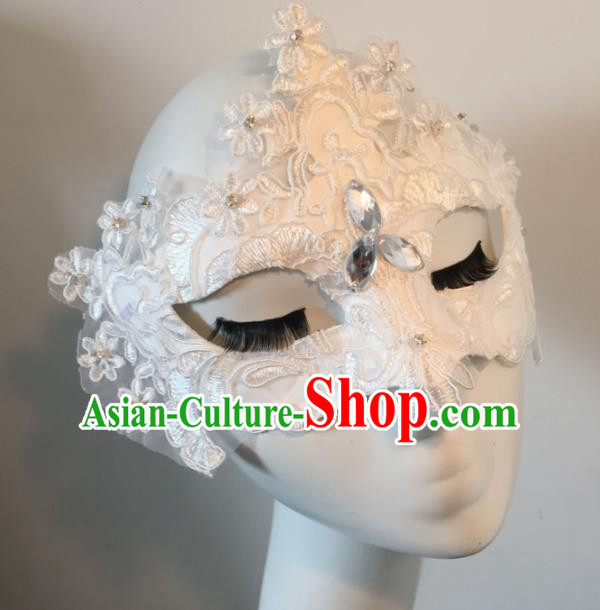 Halloween Exaggerated Accessories Catwalks White Lace Masks for Women