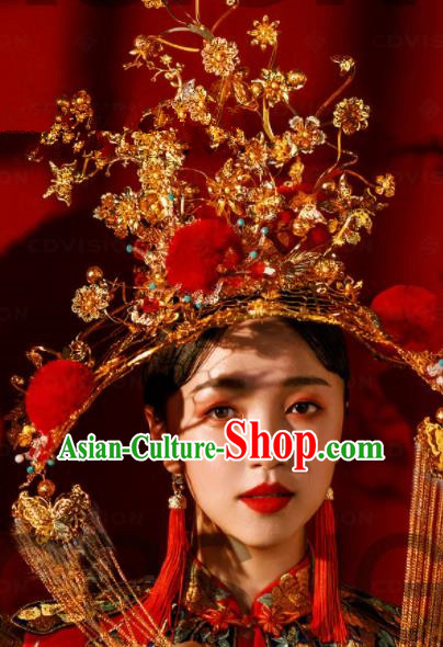 Chinese Traditional Ancient Bride Phoenix Coronet Palace Wedding Hair Accessories for Women