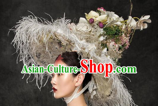 Top Grade Halloween Catwalks Hair Accessories Baroque Queen Exaggerated Top Hat for Women