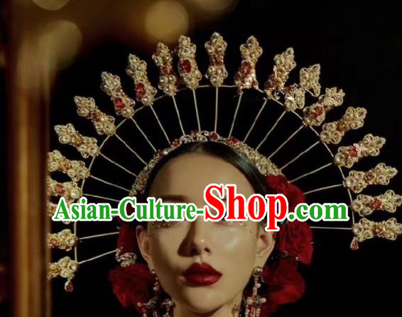 Top Grade Halloween Catwalks Hair Accessories Baroque Queen Headwear for Women