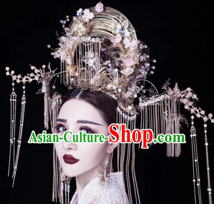 Chinese Traditional Ancient Phoenix Coronet Palace Wedding Hair Accessories for Women