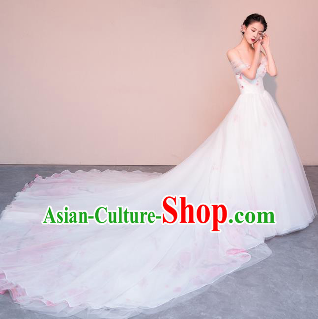 Top Grade Customized Wedding Dress Bride Trailing Full Dress for Women