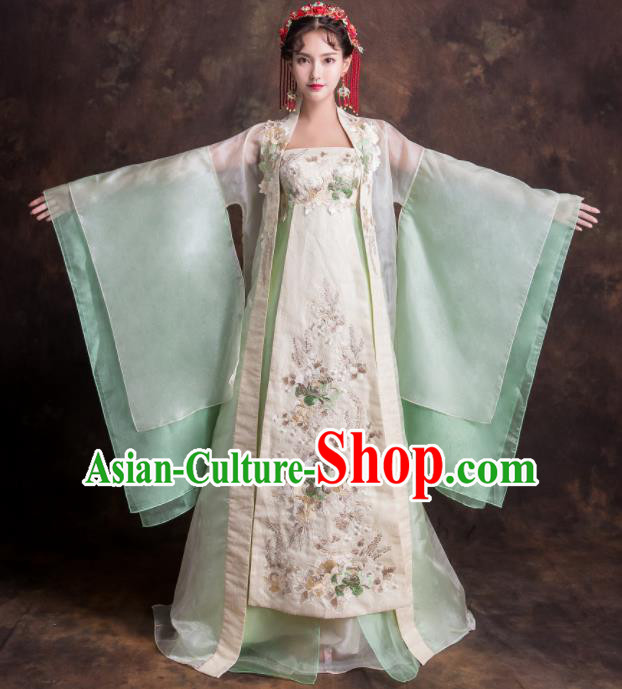 Chinese Traditional Embroidered Green Xiuhe Suits Ancient Imperial Consort Wedding Dress for Women