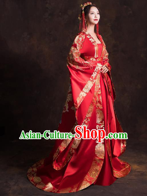 Chinese Traditional Ancient Imperial Consort Embroidered Wedding Dress for Women