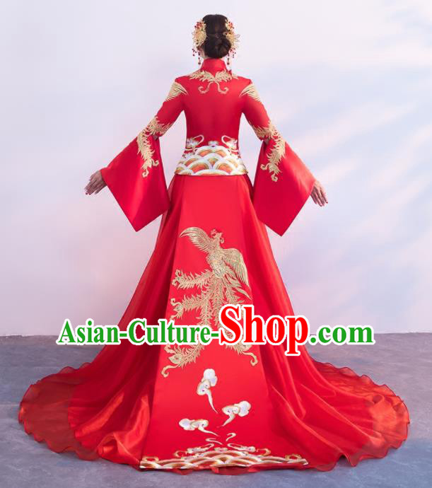 Chinese Traditional Embroidered Wedding Costumes Red Xiuhe Suits Ancient Bride Dress for Women