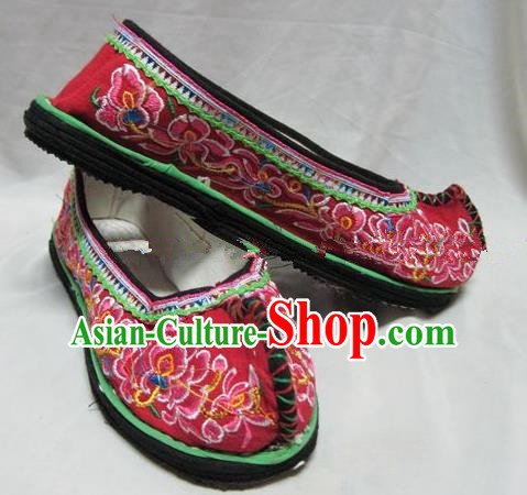 Asian Chinese Traditional Hanfu Shoes Embroidered Red Shoes for Women