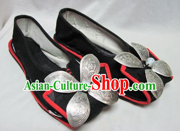 Asian Chinese Traditional Hanfu Shoes Black Cloth Shoes for Women