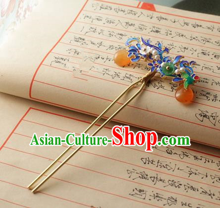 Asian Chinese Traditional Hanfu Hair Accessories Ancient Palace Blueing Hairpins for Women