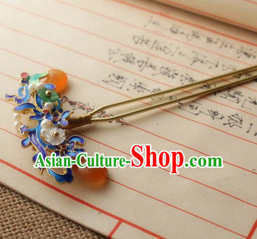 Asian Chinese Traditional Hanfu Hair Accessories Ancient Palace Blueing Hairpins for Women