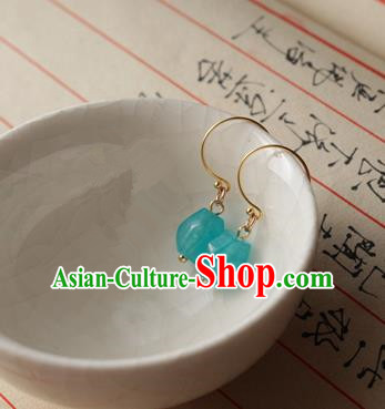 Asian Chinese Traditional Jewelry Accessories Ancient Hanfu Blue Earrings for Women