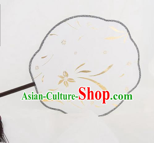 Traditional Chinese Crafts Palace Silk Fans Round Fans Ancient Princess Gilding Fan for Women
