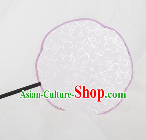 Traditional Chinese Crafts Palace White Silk Fans Round Fans Ancient Princess Gilding Fan for Women