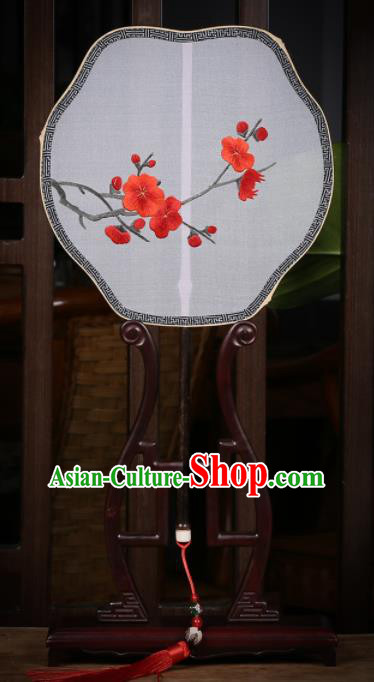 Traditional Chinese Crafts Palace Fans Embroidered Wintersweet Fans Ancient Silk Fan for Women