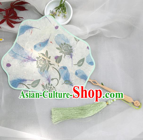 Traditional Chinese Crafts Palace Fans Printing Lotus Fans Ancient Silk Fan for Women