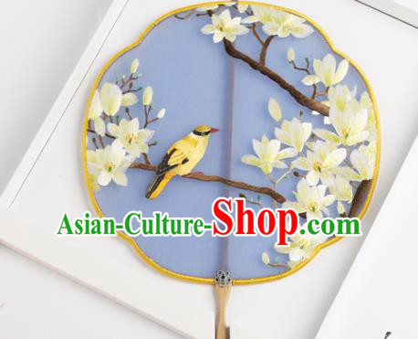 Traditional Chinese Crafts Palace Fans Round Fans Ancient Princess Embroidered Magnolia Fan for Women