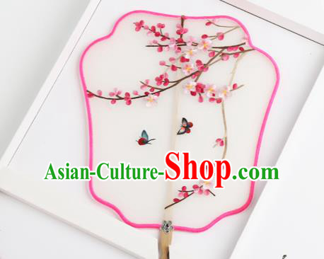 Traditional Chinese Crafts Palace Fans Silk Round Fans Ancient Princess Embroidered Plum Blossom Fan for Women
