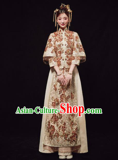 Chinese Traditional Wedding Costumes Embroidered Xiuhe Suits Ancient Bride Dress for Women