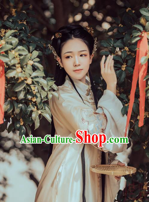 Chinese Ancient Ming Dynasty Nobility Lady Costumes Traditional Embroidered Hanfu Dress for Women