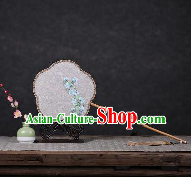 Chinese Traditional Palace Fans Hanfu Hand Painting Round Fans Ancient White Silk Fan for Women