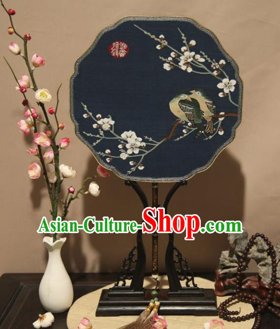 Chinese Ancient Traditional Palace Fans Hanfu Embroidered Round Fans Pure Silk Fan for Women