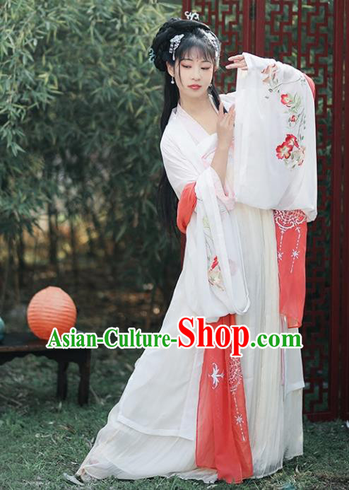 Chinese Ancient Drama Princess Embroidered Costumes Traditional Tang Dynasty Palace Lady Hanfu Dress for Women