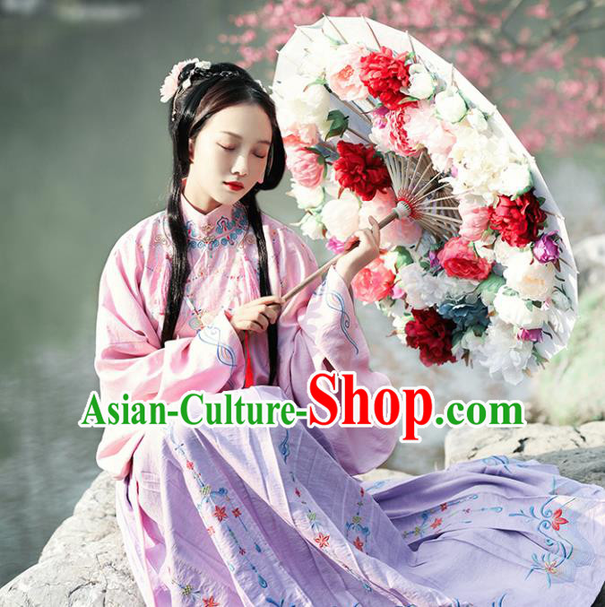 Chinese Ancient Drama Embroidered Costumes Traditional Ming Dynasty Princess Hanfu Dress for Women