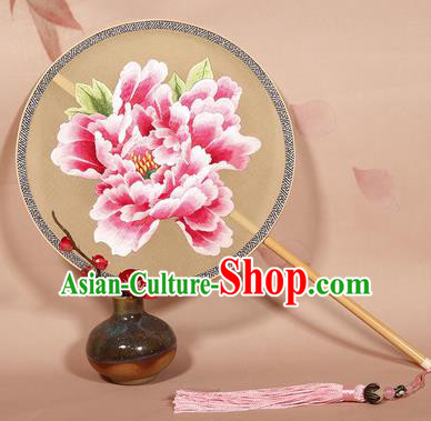 Chinese Ancient Princess Palace Fan Traditional Embroidered Peony Hanfu Silk Fans for Women