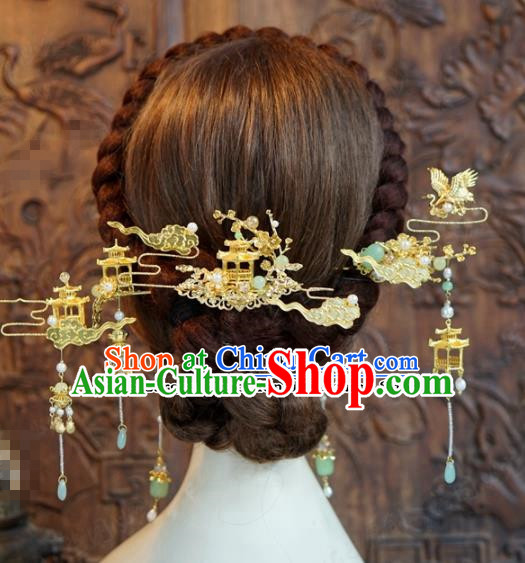 Chinese Ancient Hair Jewelry Accessories Queen Tassel Hairpins Headdress for Women