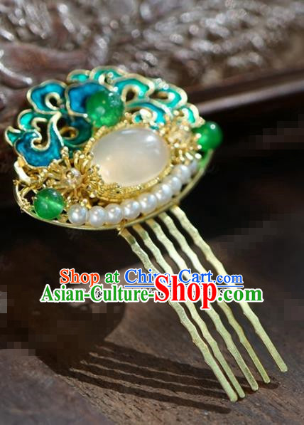 Chinese Ancient Wedding Hair Jewelry Accessories Blueing Pearls Hair Comb Hairpins for Women