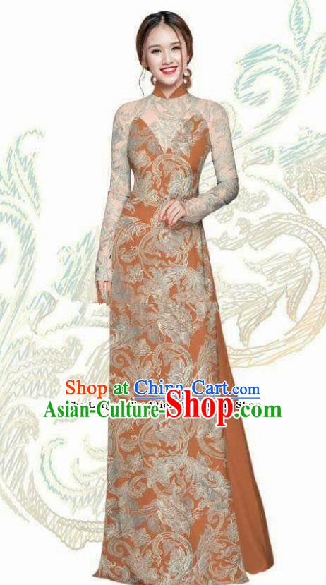 Vietnam Traditional Bride Costume Vietnamese Ao Dai Qipao Dress Cheongsam for Women