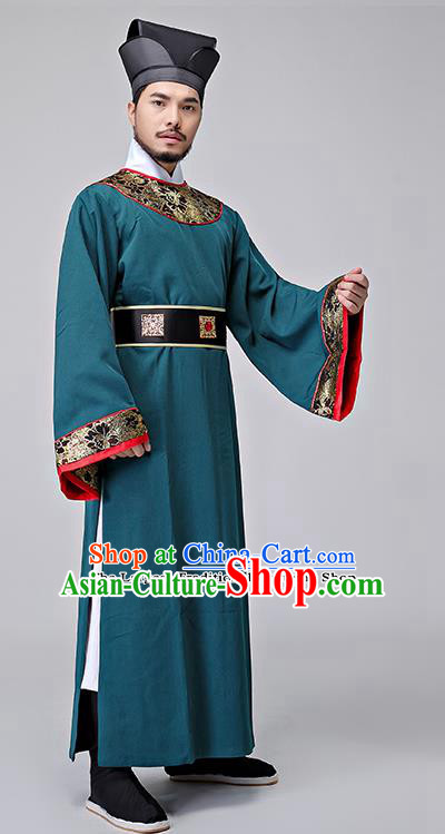 Chinese Ancient Drama Costumes Green Hanfu Robe Song Dynasty Prime Minister Clothing for Men